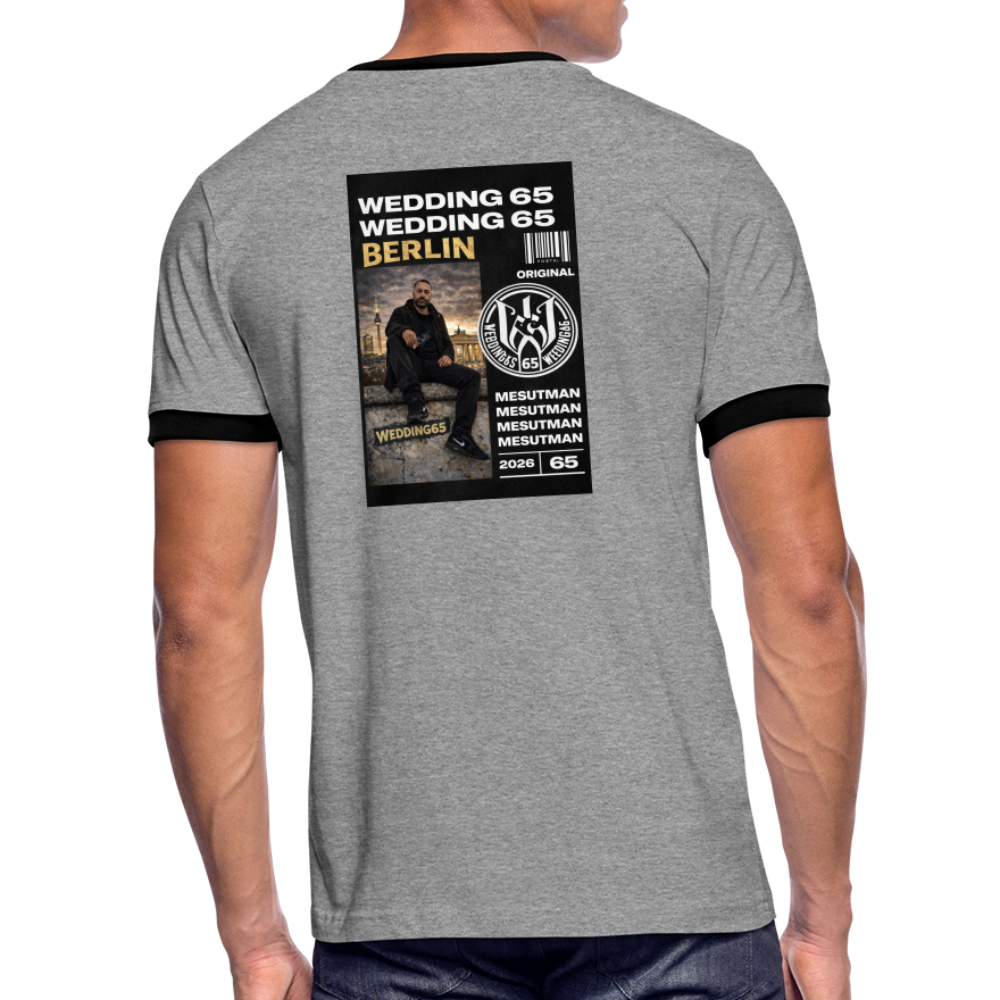 Mesutman Wedding 65 Männer Kontrast-T-Shirt - Grau meliert/Schwarz
