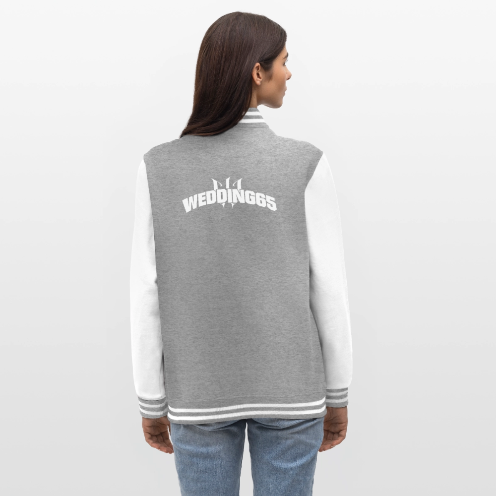 W65 Wedding65 College-Sweatjacke - Grau meliert/Weiß