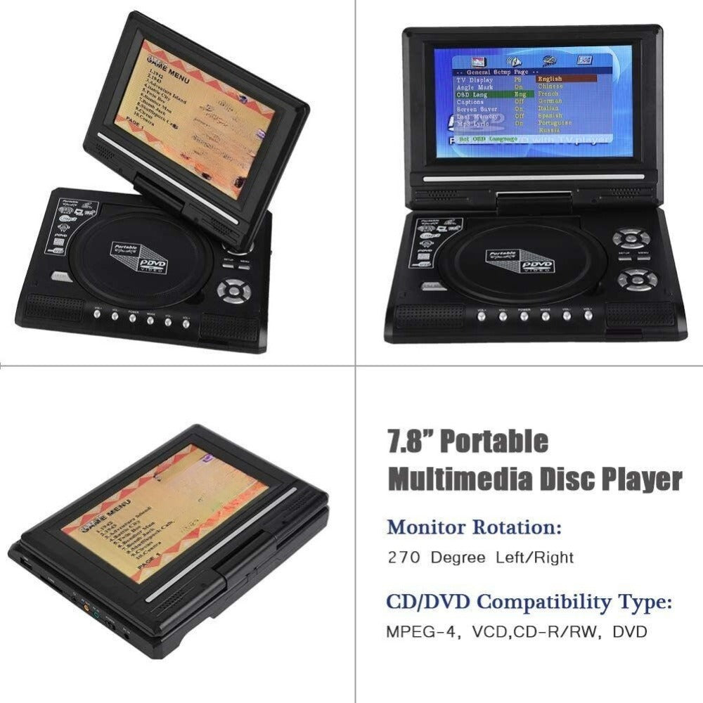 1 Set 7,8-Zoll Mobile DVD Player mit CD-Funktion und Gaming-Fähigkeit