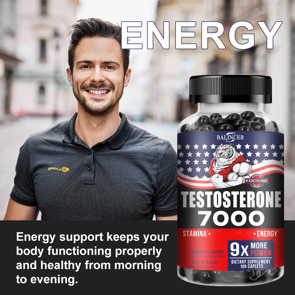 Testosteron-Ergänzungsmittel - mit Kalzium, Brennnessel & Sägepalme - Unterstützt Regulierte Energieniveaus - 120 Kapseln