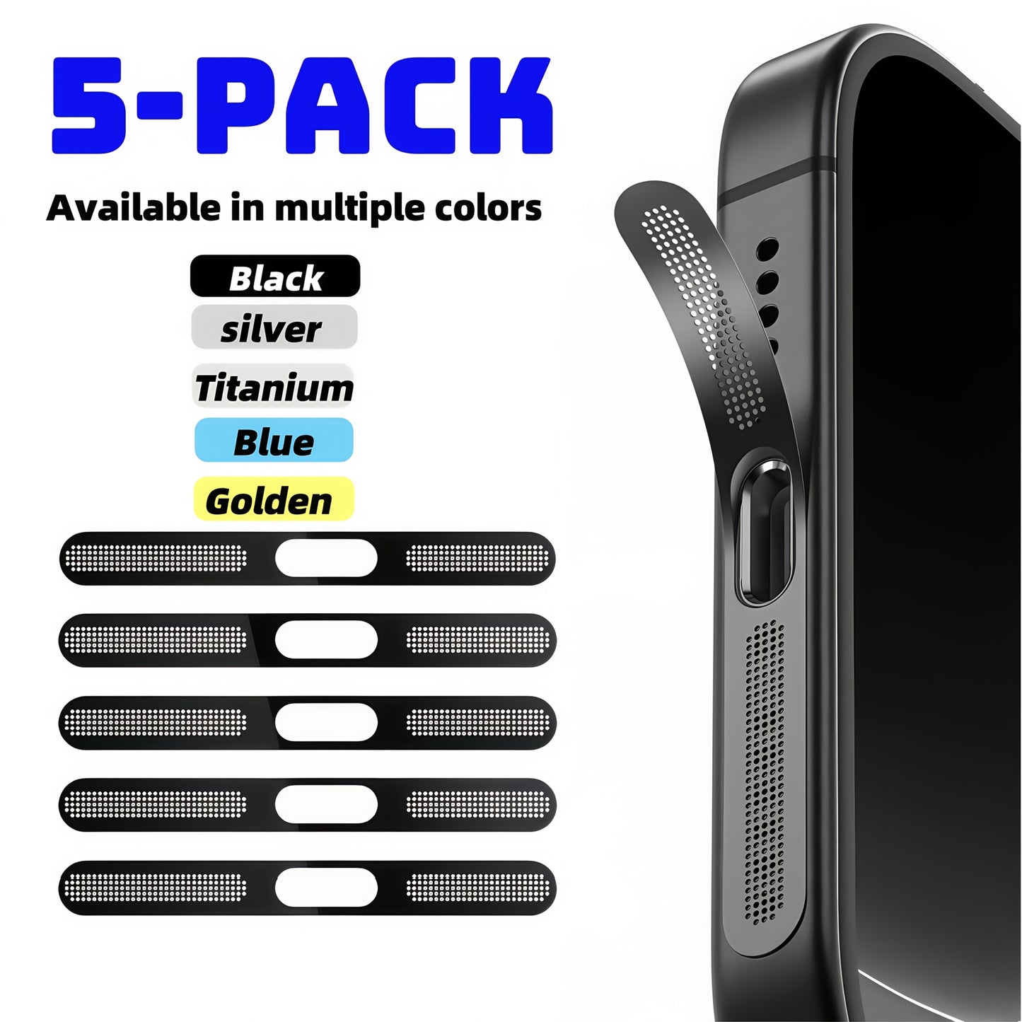 5-teiliges Set Metall-Lautsprecher-Staubschutzgitter für iPhone 16/15/14/13/12