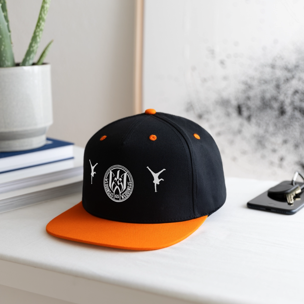 Wedding65 99 Kontrast Snapback Cap - Schwarz/Neonorange