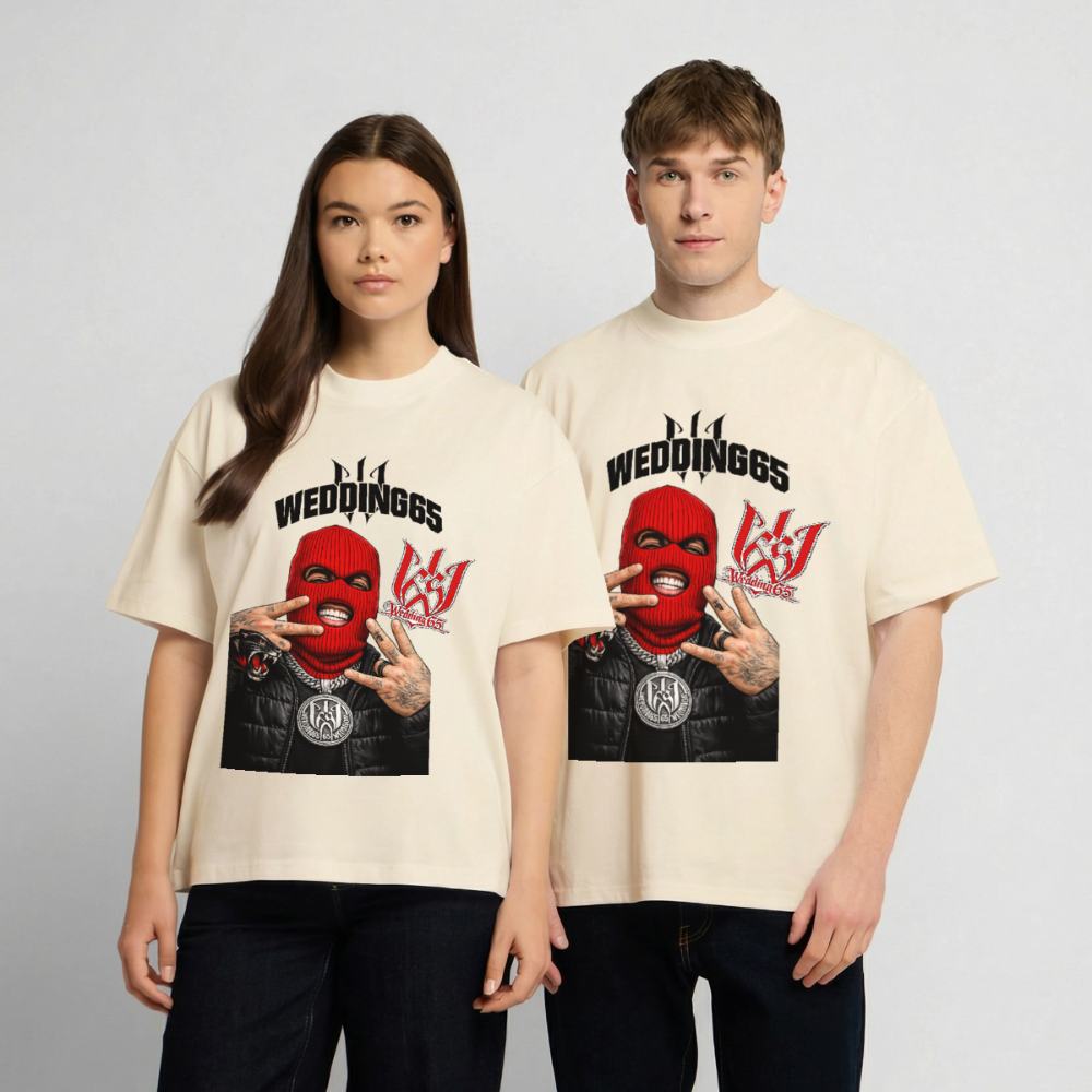 Red Mask White Wedding65 Heavy Oversize T-Shirt - Creme