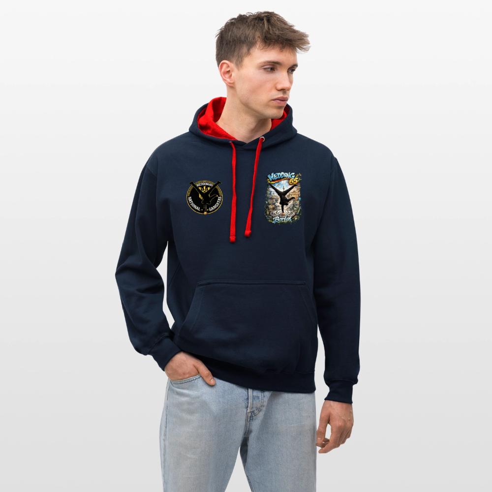 Wedding65 Kombo Kontrast-Hoodie - Navy/Rot