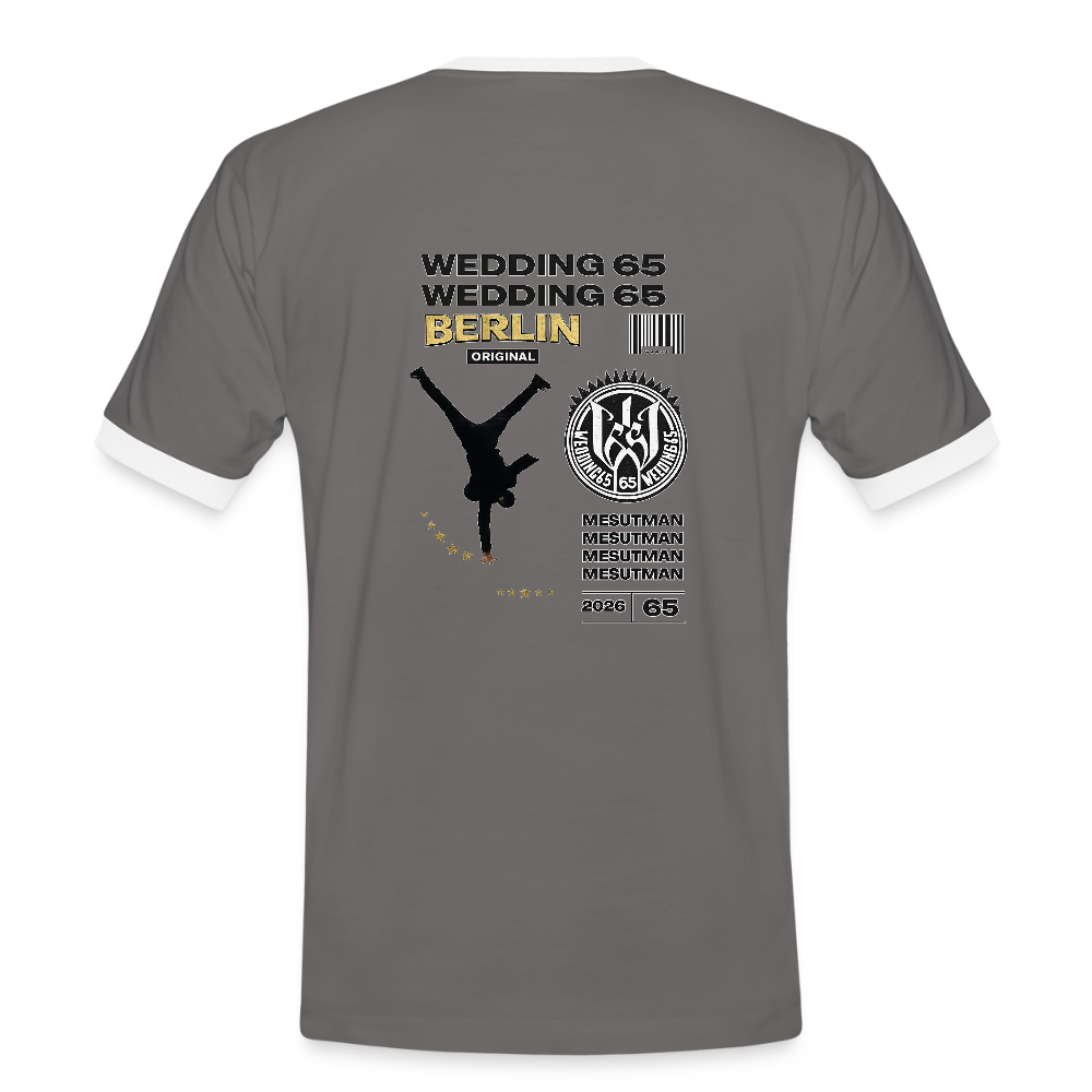 2026 Mesutman Wedding 65 Männer Kontrast-T-Shirt - Dunkelgrau/Weiß