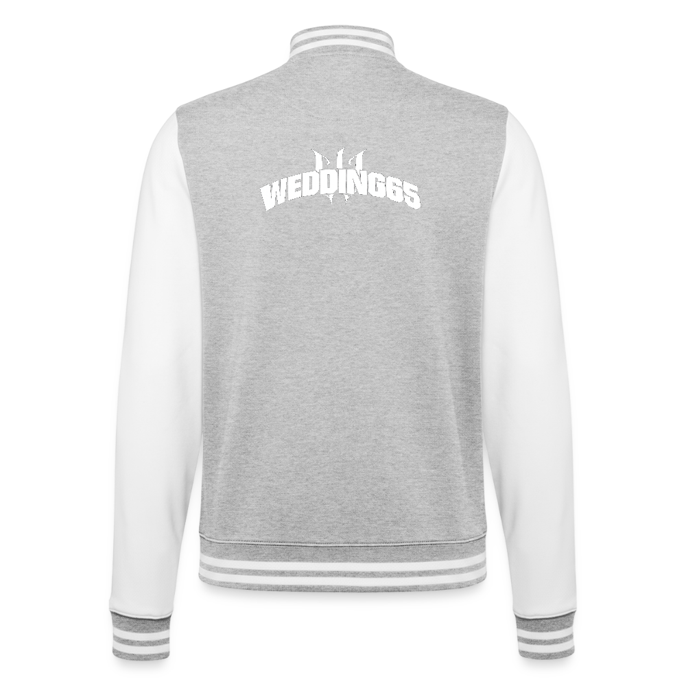 W65 Wedding65 College-Sweatjacke - Grau meliert/Weiß