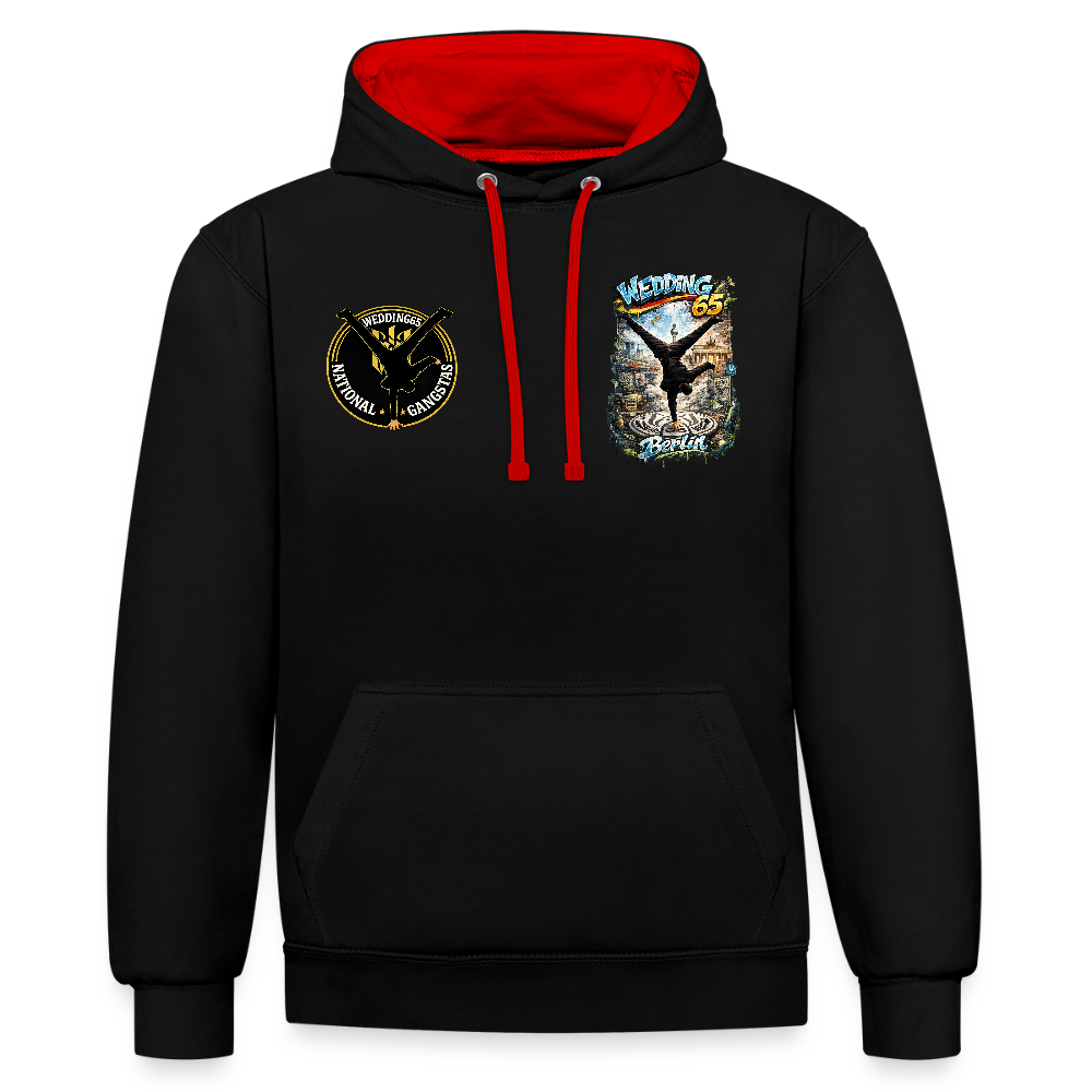 Wedding65 Kombo Kontrast-Hoodie - Schwarz/Rot