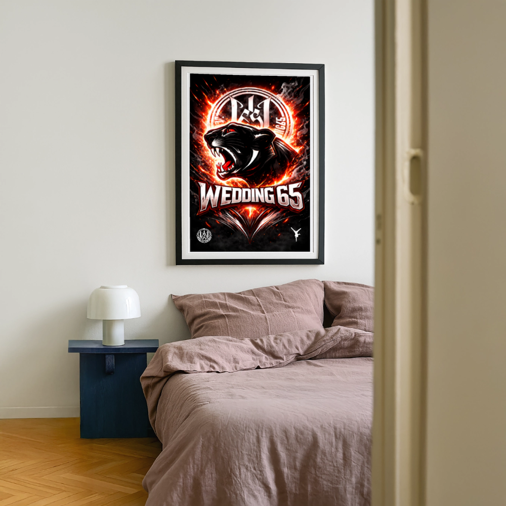 Wedding65 Panther Poster mit Rahmen - Schwarz