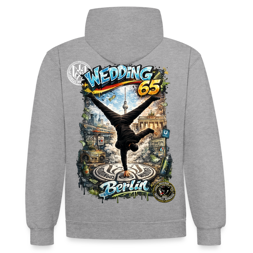 Wedding65 Kombo Kontrast-Hoodie - Grau meliert/Navy