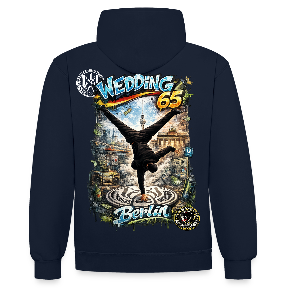 Wedding65 Kombo Kontrast-Hoodie - Navy/Rot