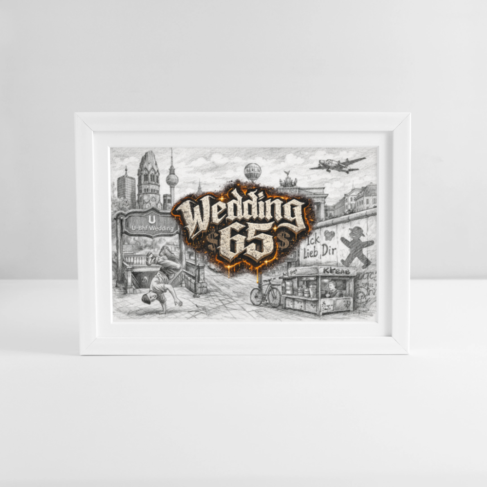 Berlin City Wedding 65 Gerahmtes Poster (37 × 27 cm) - Weiß