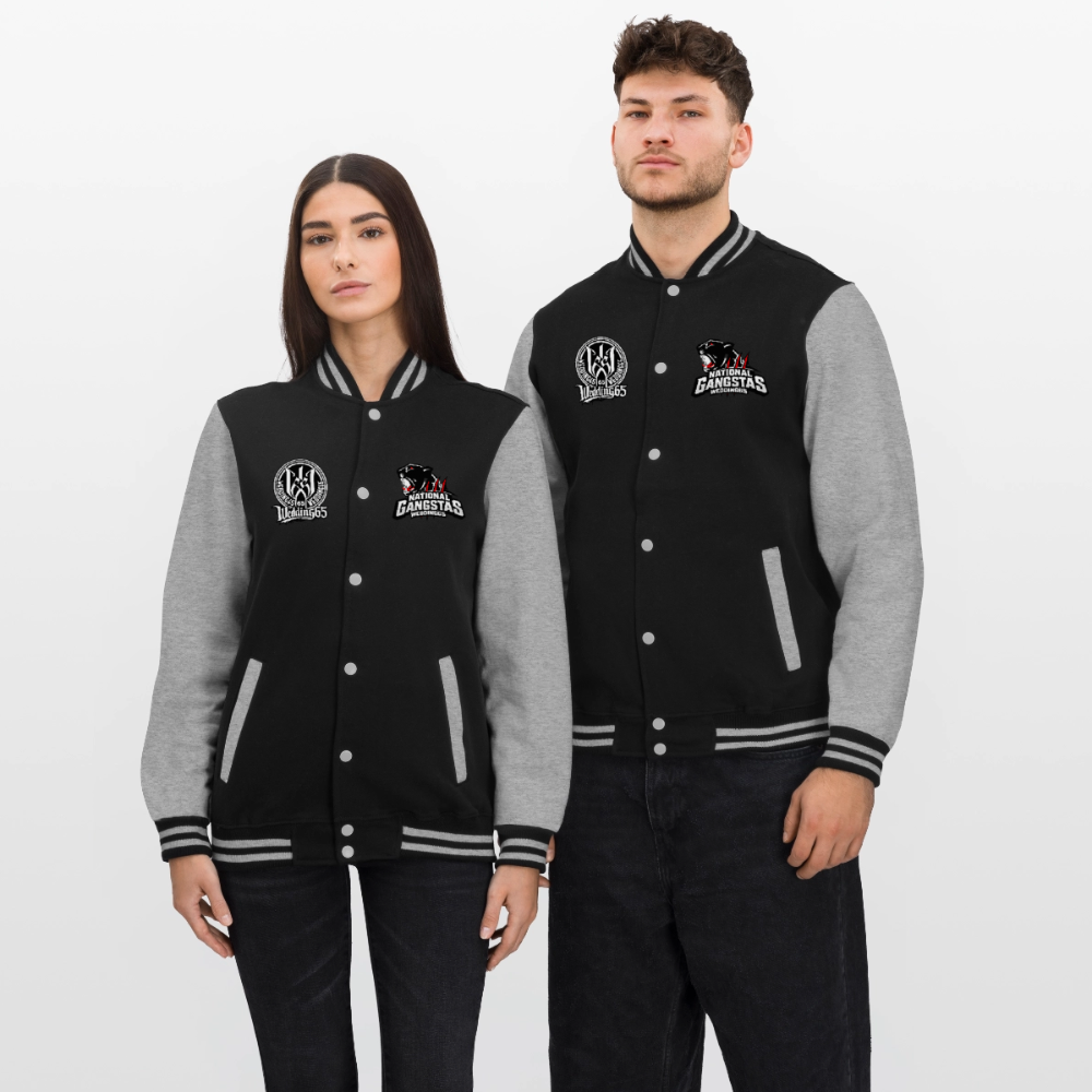 W65 Wedding65 College-Sweatjacke - Schwarz/Grau meliert