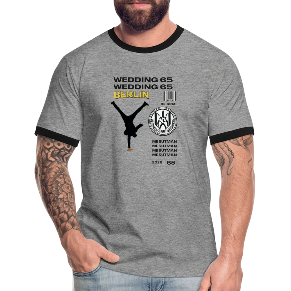 2026 Mesutman Wedding 65 Männer Kontrast-T-Shirt - Grau meliert/Schwarz