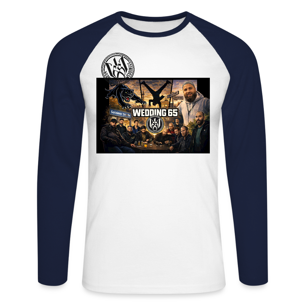 Wedding 65 Soldiner/Kolonie Männer Baseballshirt langarm - Weiß/Navy
