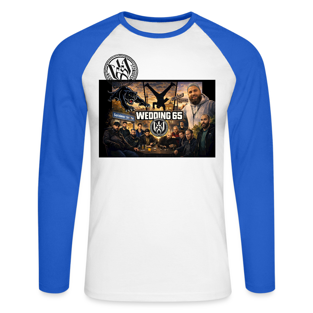 Wedding 65 Soldiner/Kolonie Männer Baseballshirt langarm - Weiß/Royalblau