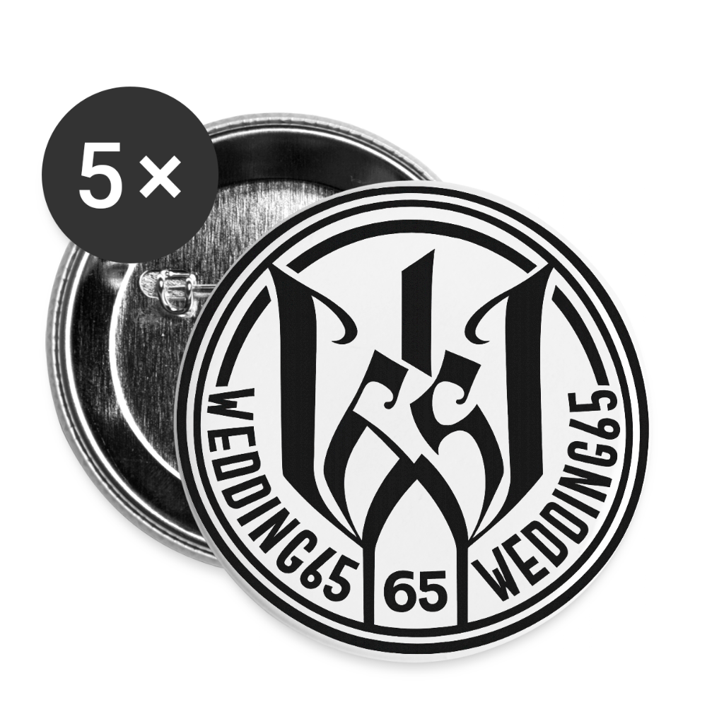 Wedding65 Buttons mittel 32 mm (5er Pack) - Weiß
