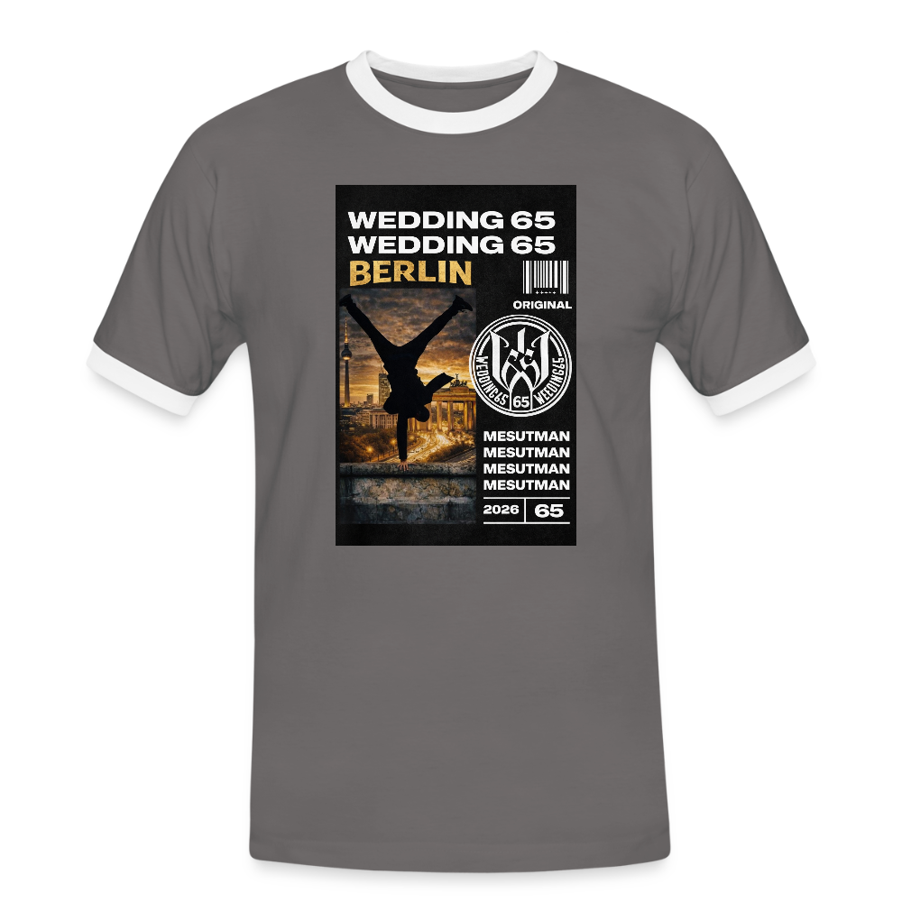 Mesutman Wedding 65 Männer Kontrast-T-Shirt - Dunkelgrau/Weiß