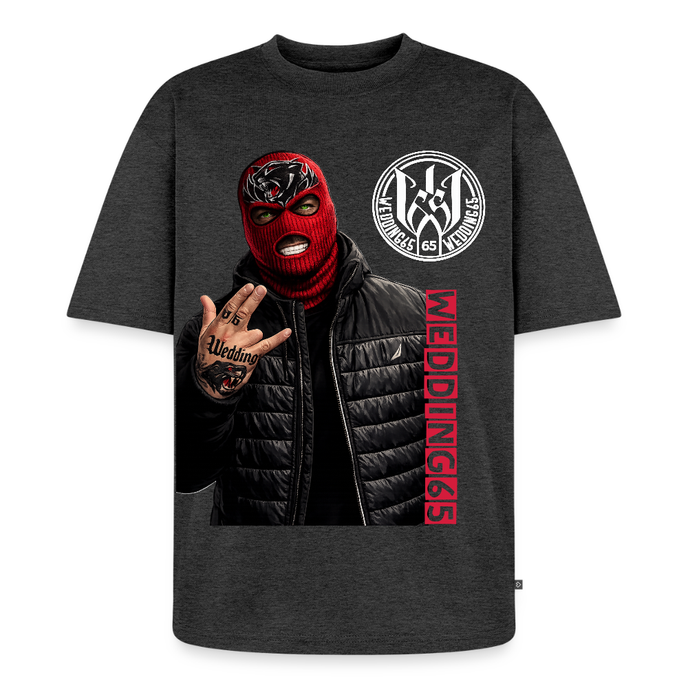 Red Mask Wedding65 Unisex Premium Oversized Bio T-Shirt - Anthrazit meliert
