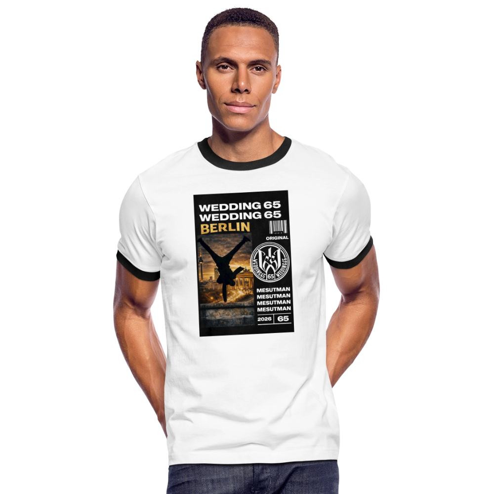 Mesutman Wedding 65 Männer Kontrast-T-Shirt - Weiß/Schwarz