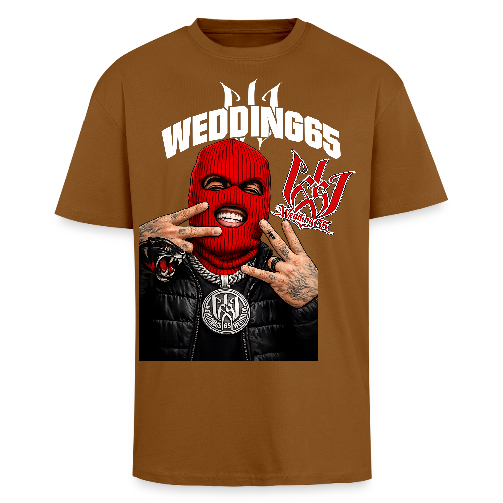 Red Black Mask Wedding65 Heavy Oversize T-Shirt - Toffee