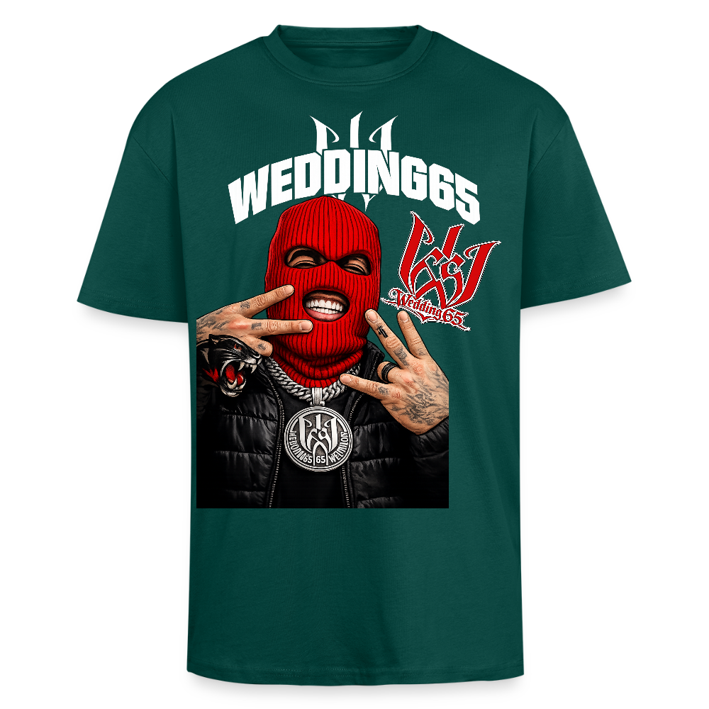 Red Black Mask Wedding65 Heavy Oversize T-Shirt - hunter Green