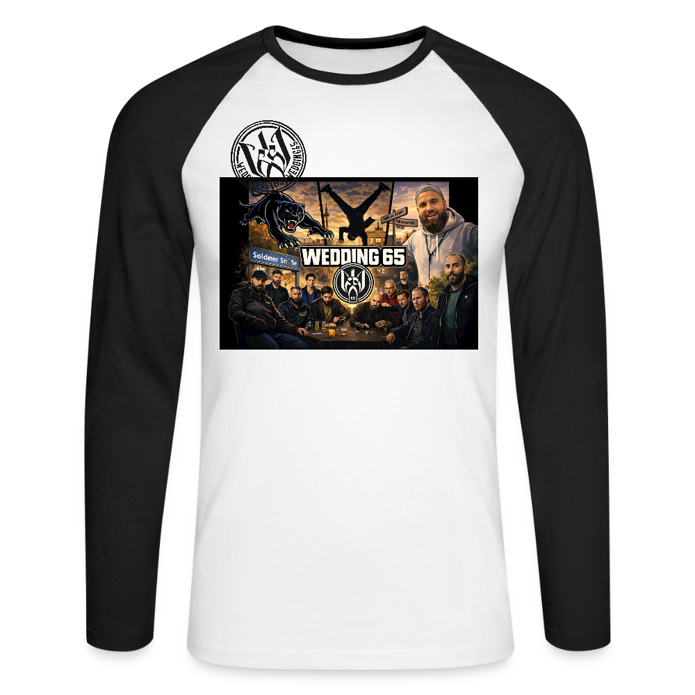 Wedding 65 Soldiner/Kolonie Männer Baseballshirt langarm - Weiß/Schwarz