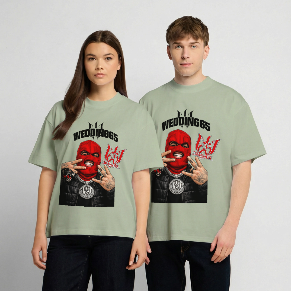 Red Mask White Wedding65 Heavy Oversize T-Shirt - Leichtes Salbeigrün 