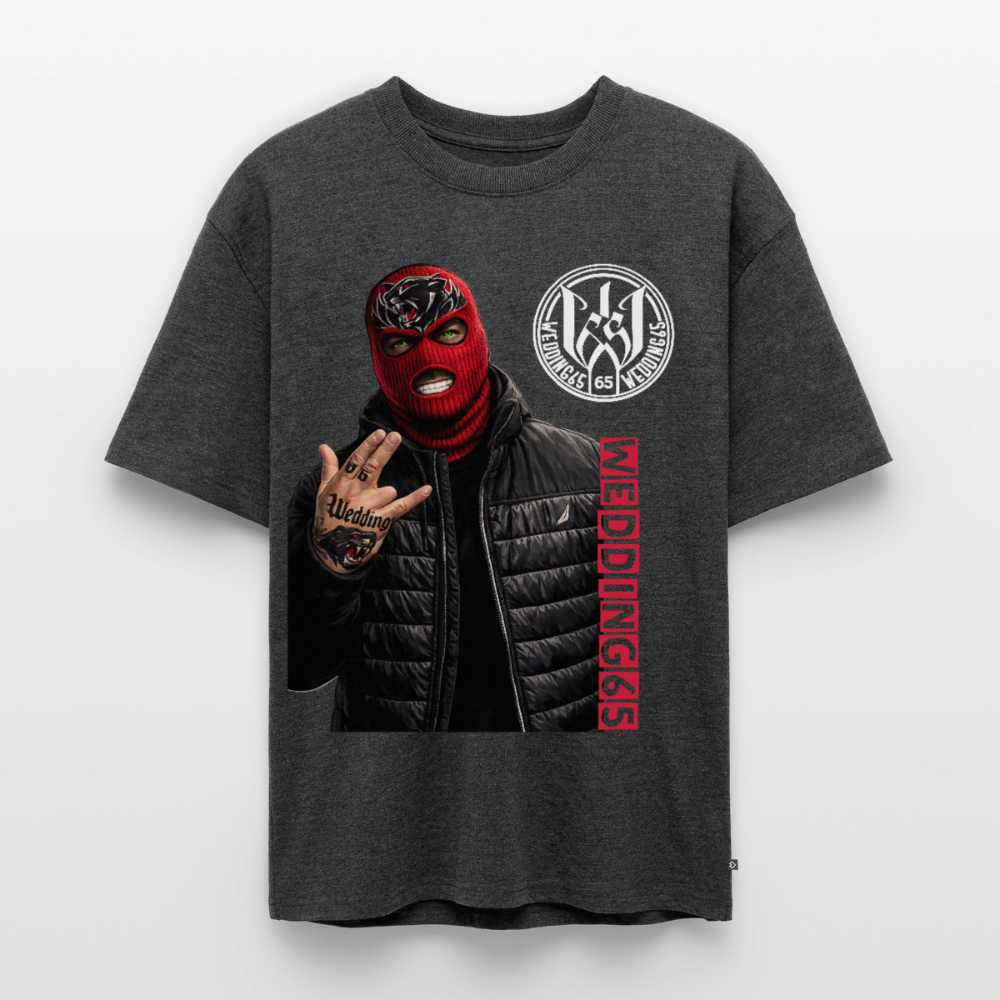 Red Mask Wedding65 Unisex Premium Oversized Bio T-Shirt - Anthrazit meliert