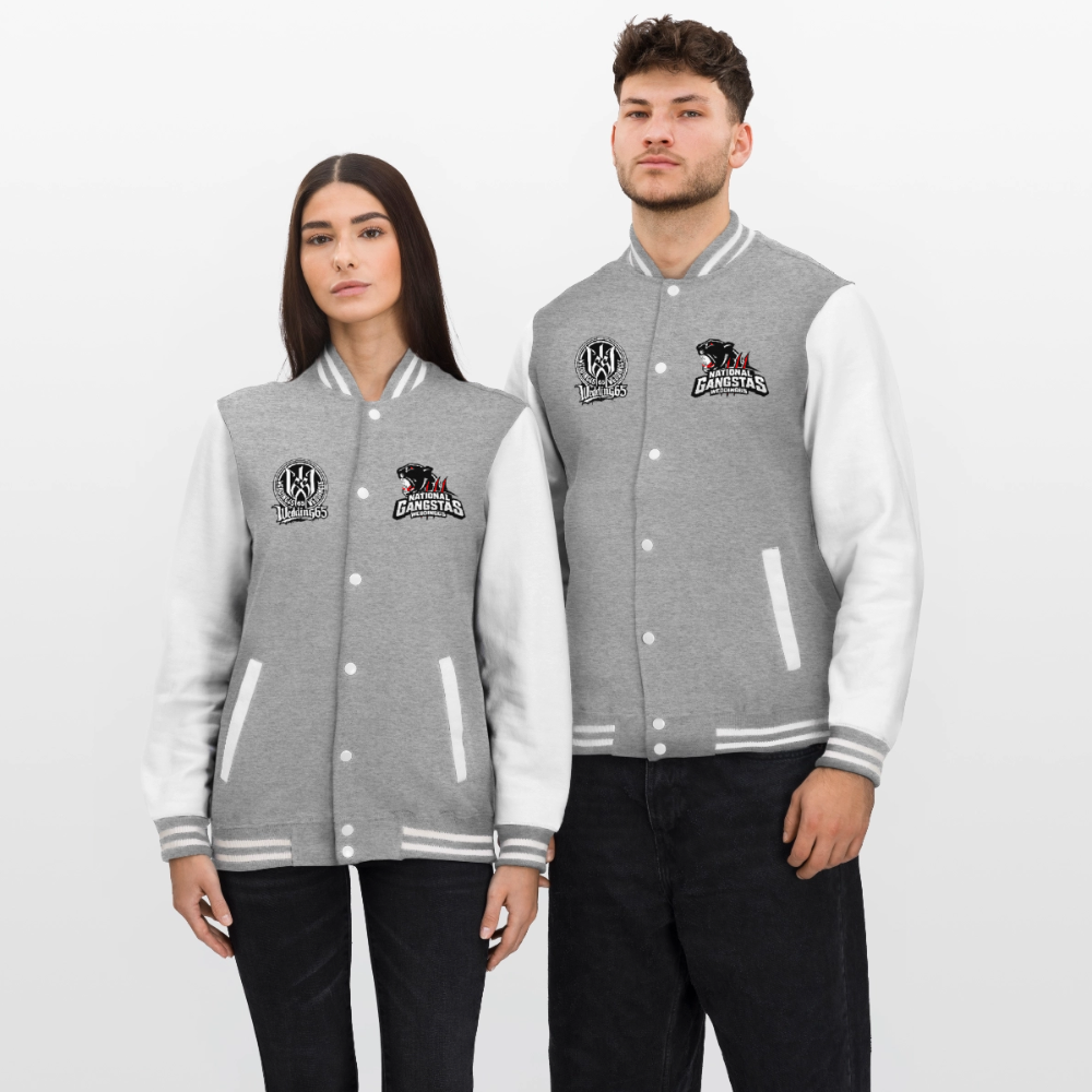 W65 Wedding65 College-Sweatjacke - Grau meliert/Weiß
