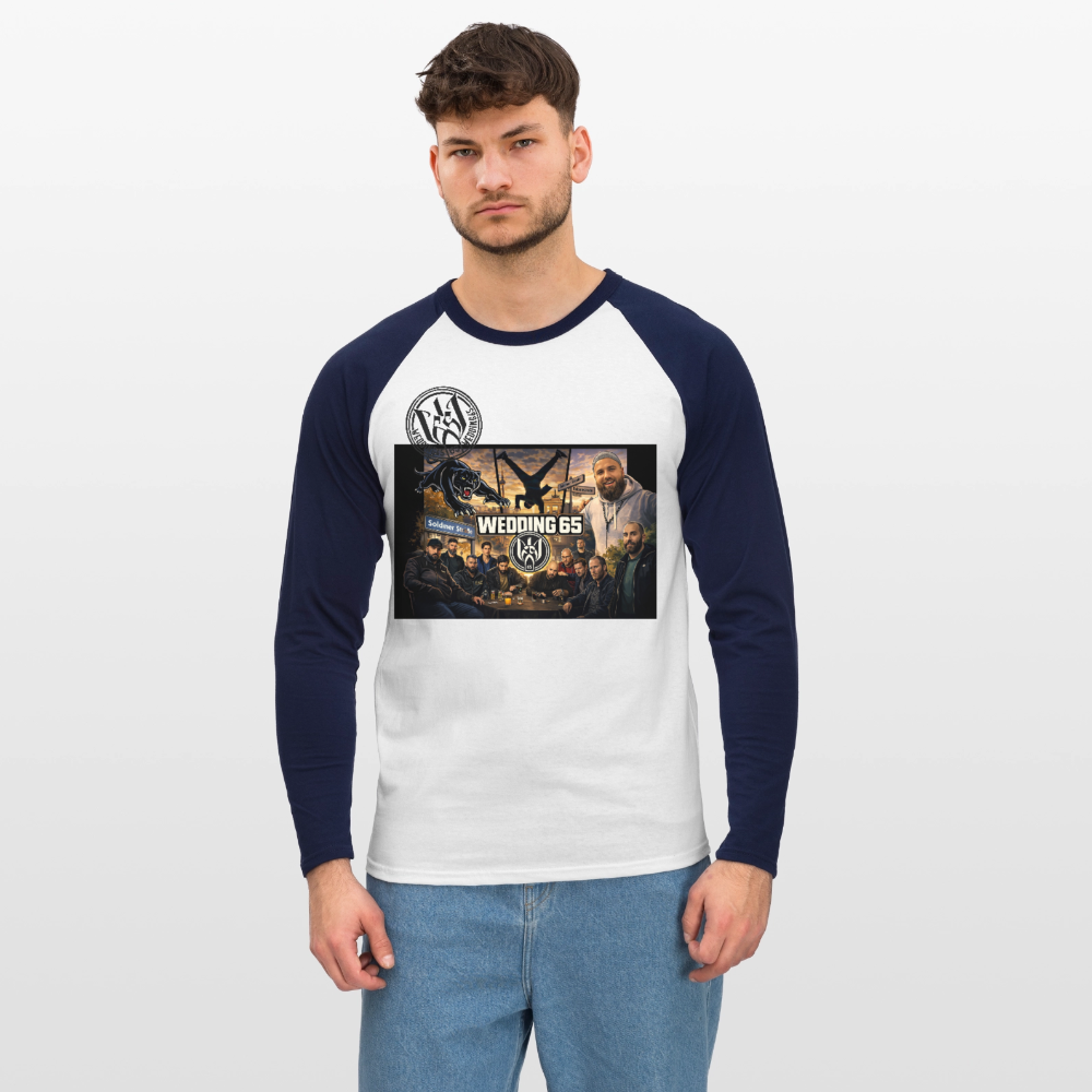 Wedding 65 Soldiner/Kolonie Männer Baseballshirt langarm - Weiß/Navy