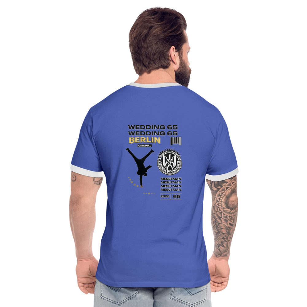 2026 Mesutman Wedding 65 Männer Kontrast-T-Shirt - Blau/Weiß