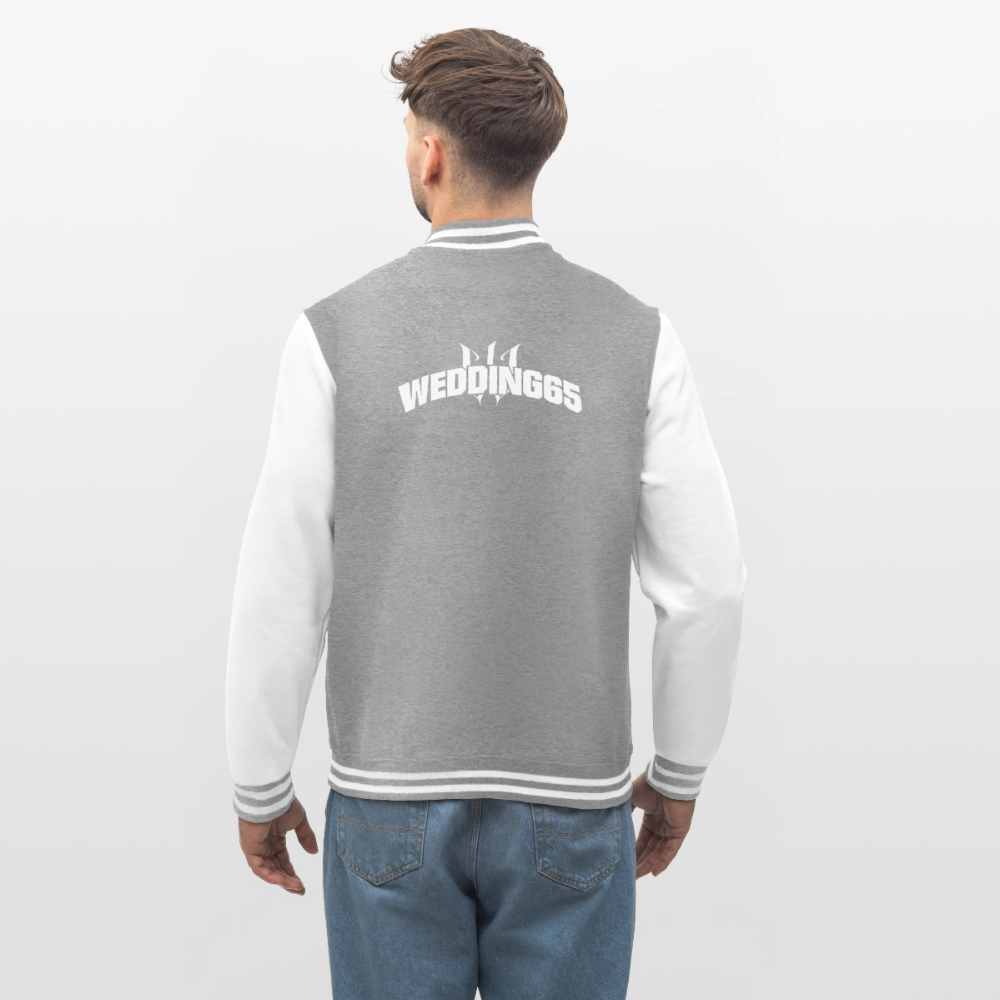W65 Wedding65 College-Sweatjacke - Grau meliert/Weiß