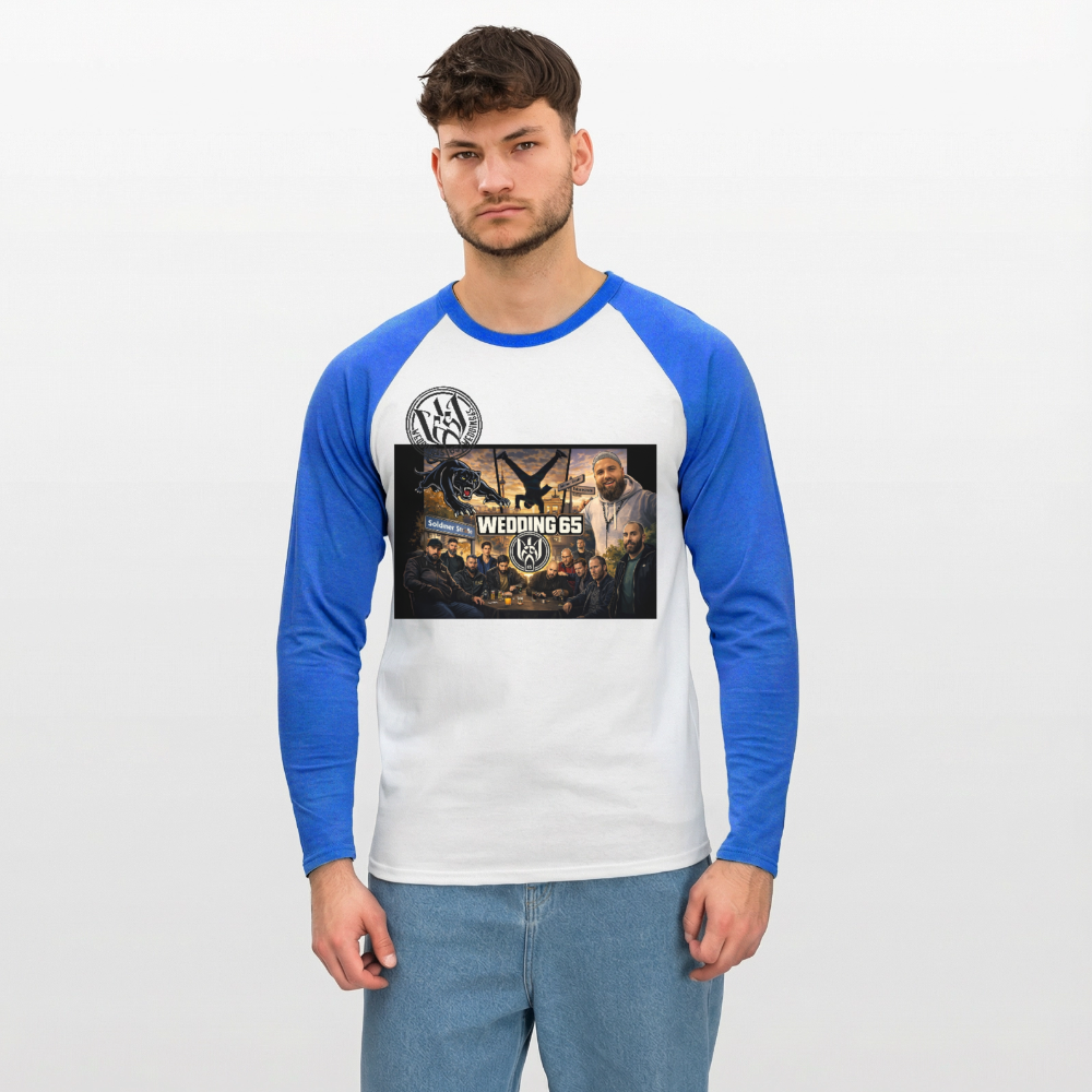 Wedding 65 Soldiner/Kolonie Männer Baseballshirt langarm - Weiß/Royalblau