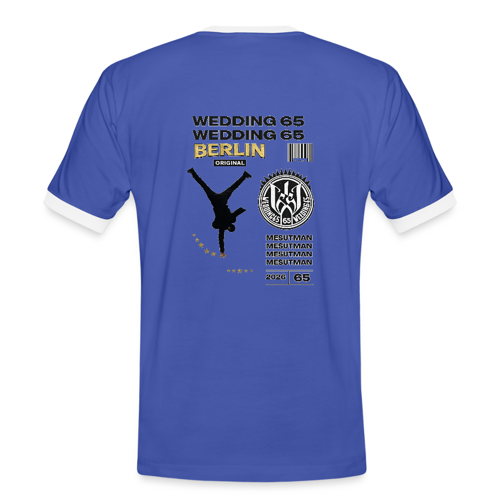 2026 Mesutman Wedding 65 Männer Kontrast-T-Shirt - Blau/Weiß