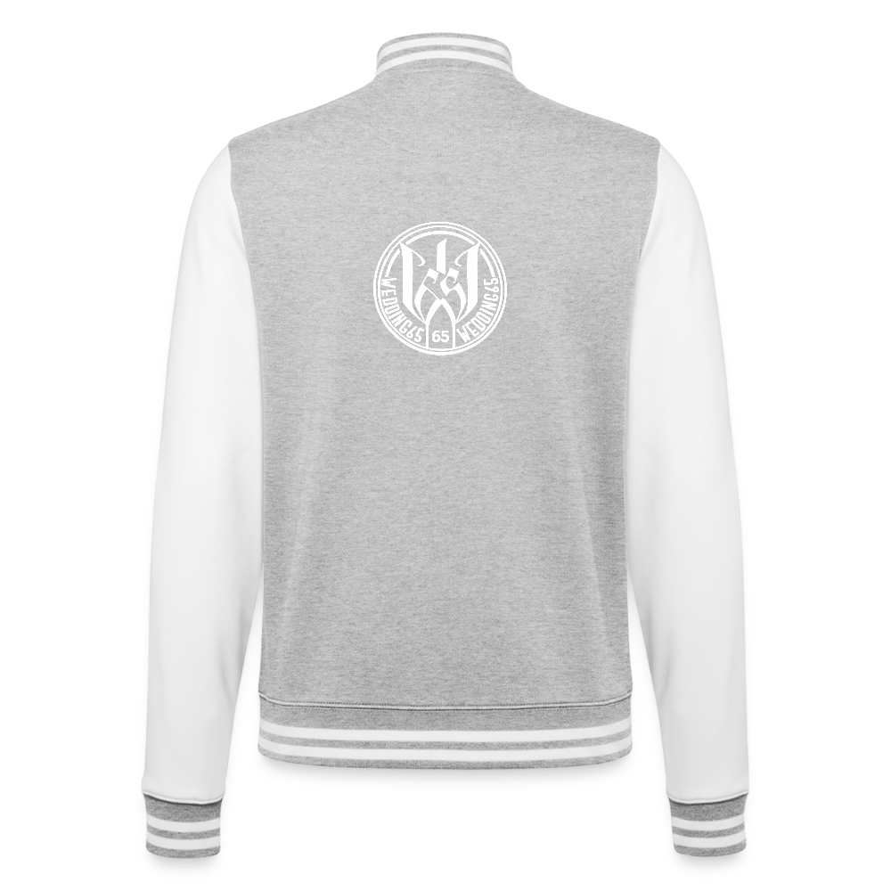 Wedding 65 Original College-Sweatjacke - Grau meliert/Weiß