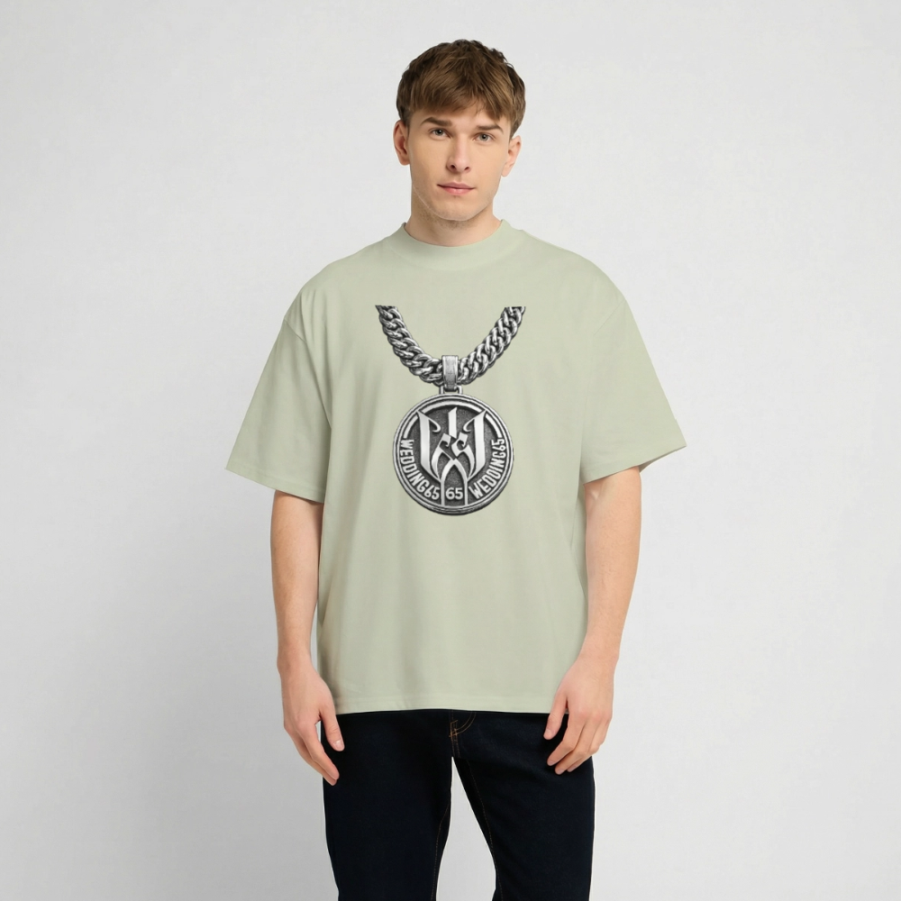 Wedding65 Kette Heavy Oversize T-Shirt - Leichtes Salbeigrün 
