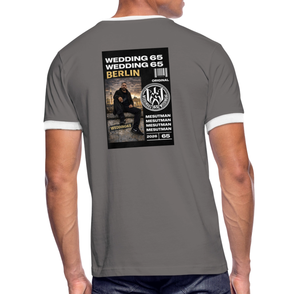 Mesutman Wedding 65 Männer Kontrast-T-Shirt - Dunkelgrau/Weiß