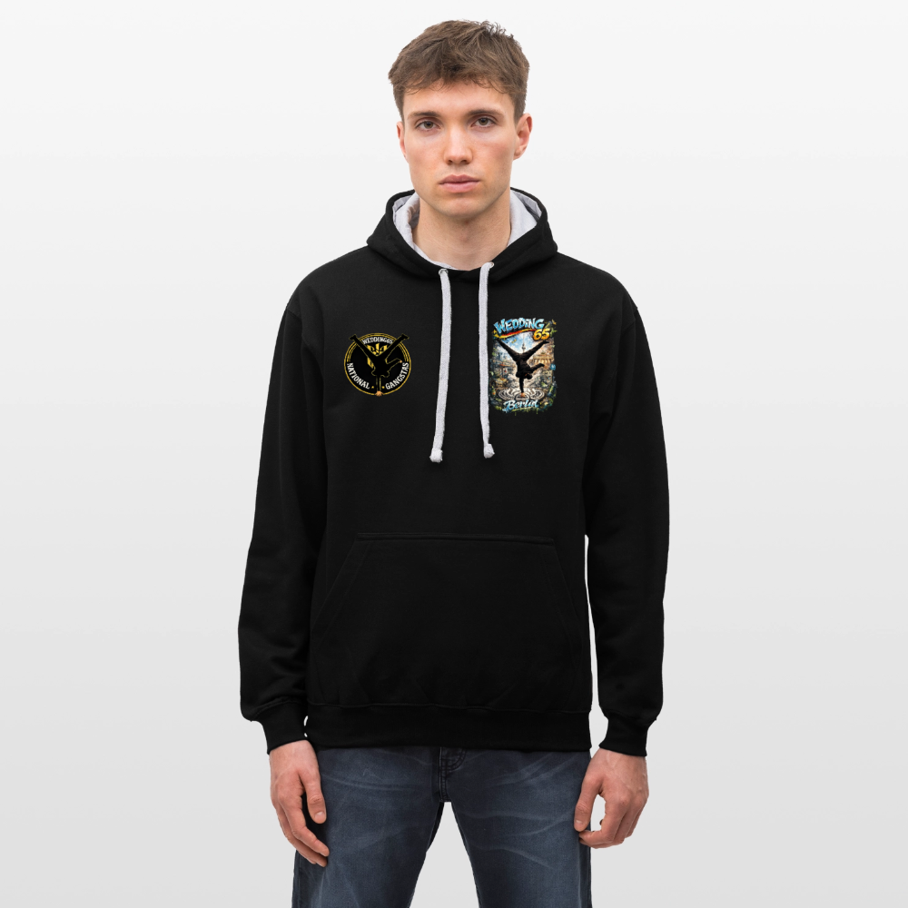 Wedding65 Kombo Kontrast-Hoodie - Schwarz/Grau meliert
