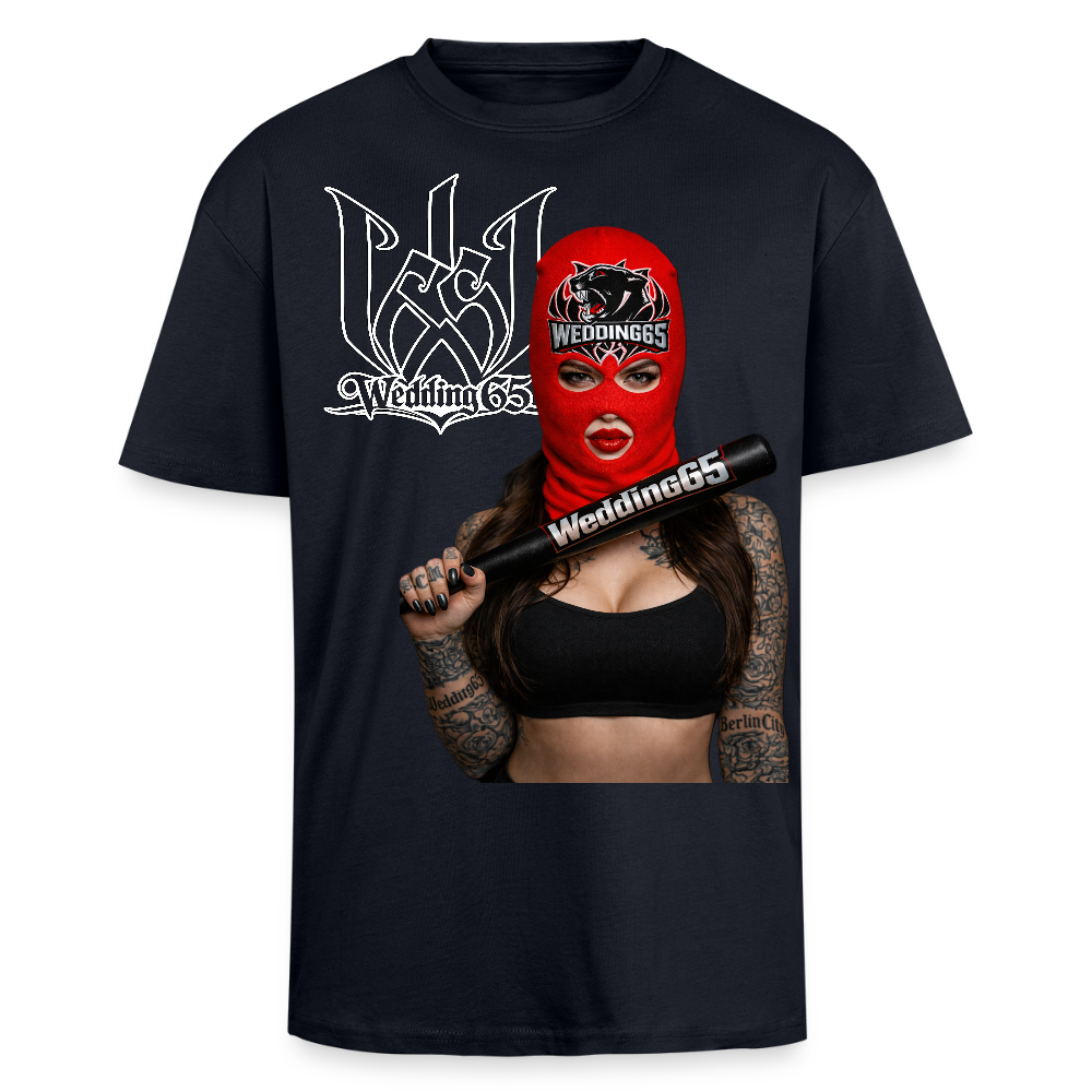 Red Baseball Wedding65 Heavy Oversize T-Shirt - French Navy