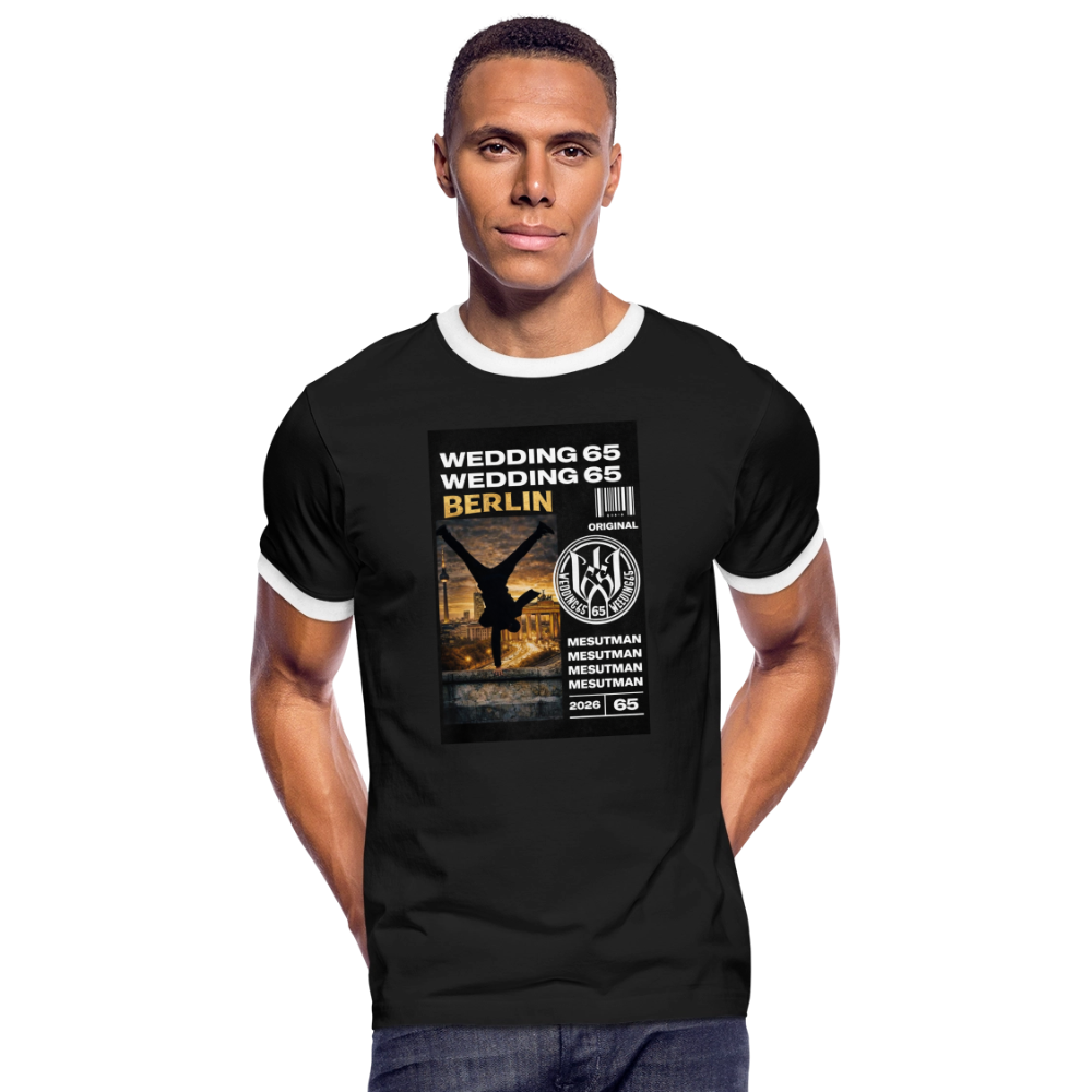 Mesutman Wedding 65 Männer Kontrast-T-Shirt - Schwarz/Weiß