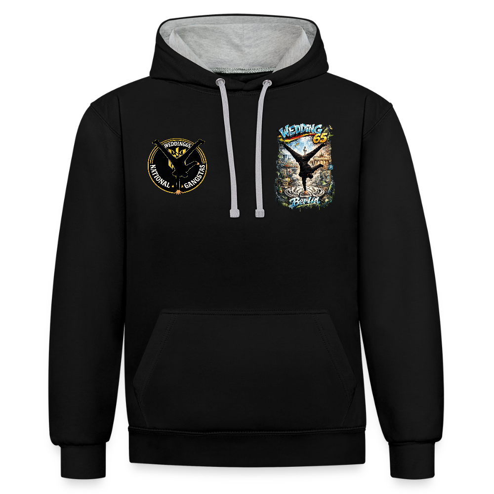 Wedding65 Kombo Kontrast-Hoodie - Schwarz/Grau meliert