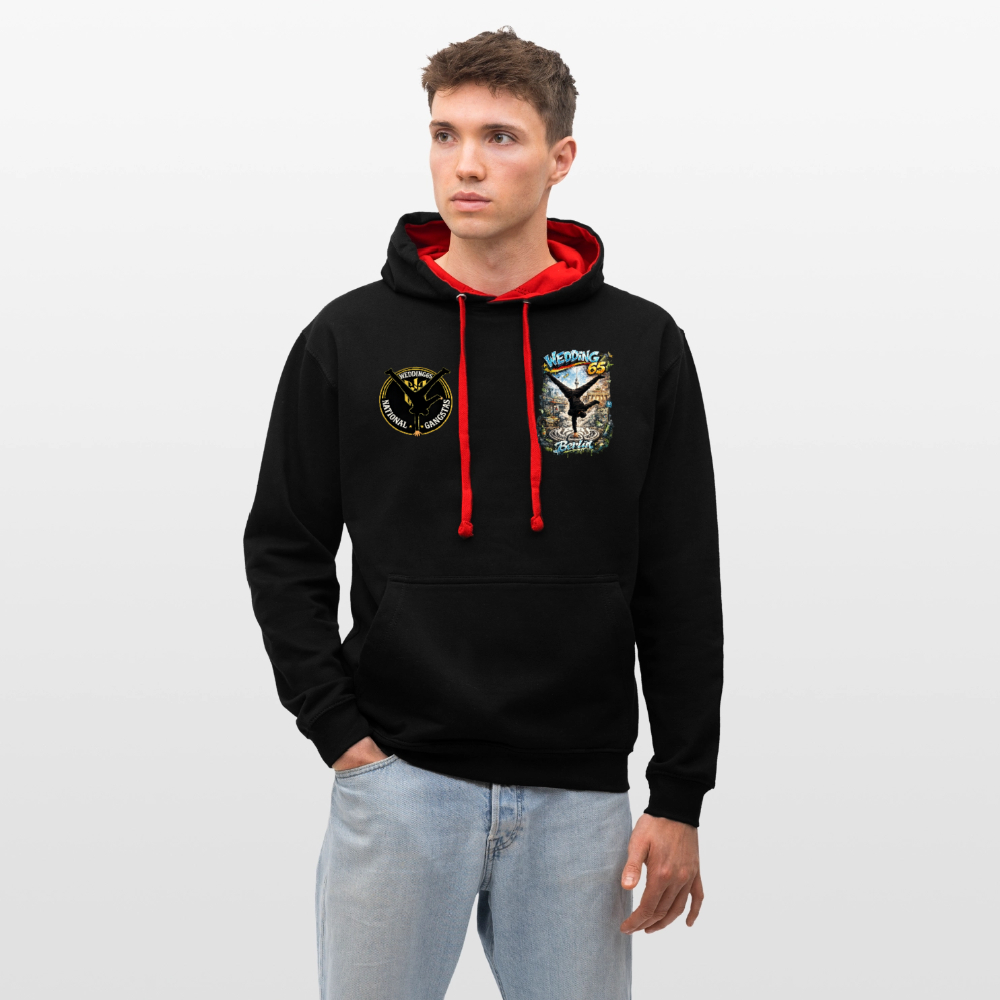 Wedding65 Kombo Kontrast-Hoodie - Schwarz/Rot