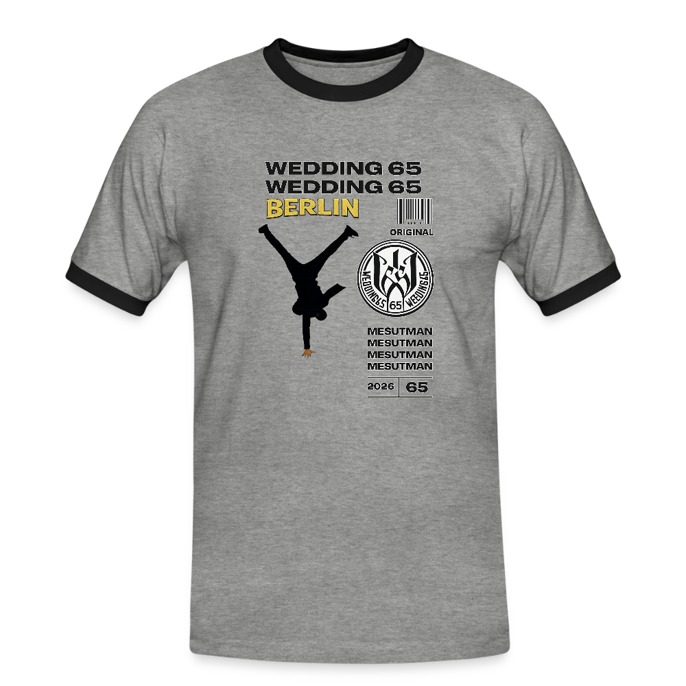 2026 Mesutman Wedding 65 Männer Kontrast-T-Shirt - Grau meliert/Schwarz