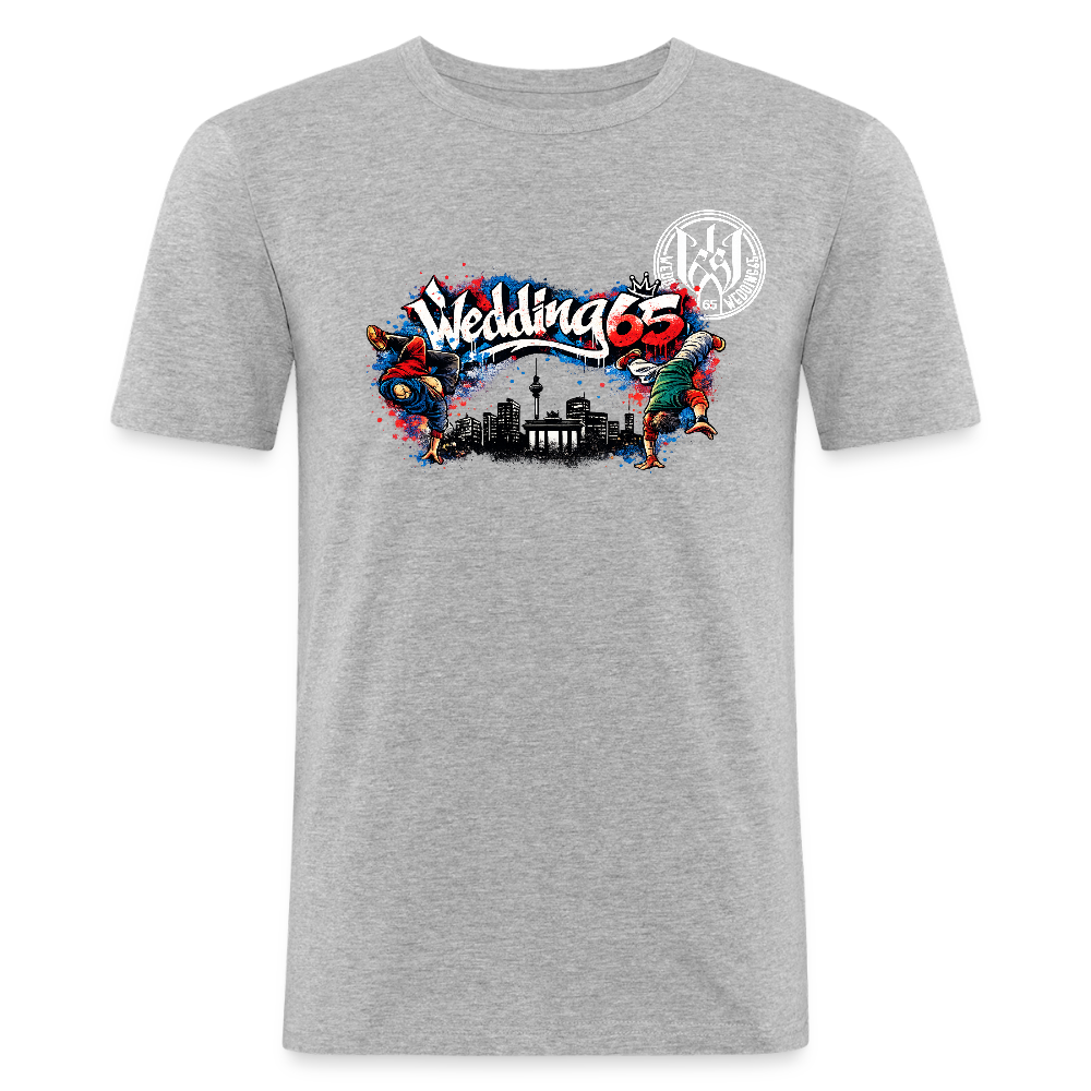 Wedding65 BreakCity Männer Slim Fit T-Shirt - Grau meliert