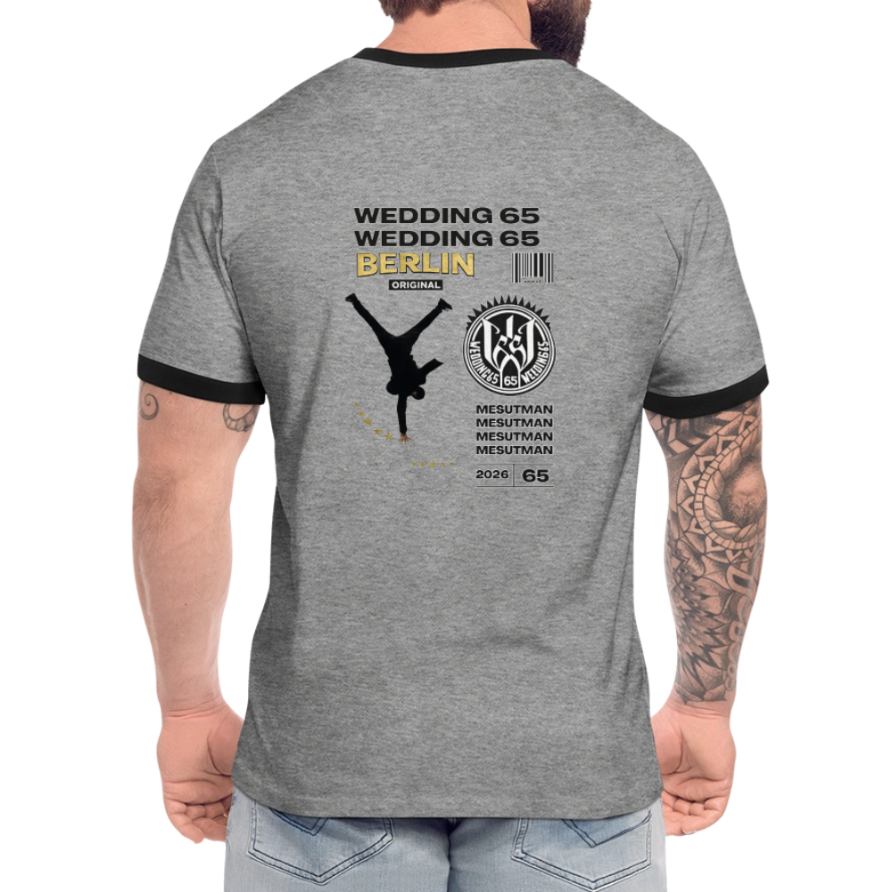 2026 Mesutman Wedding 65 Männer Kontrast-T-Shirt - Grau meliert/Schwarz