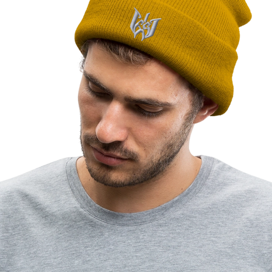 Wedding65 Bestickte Wintermütze - Senfgelb