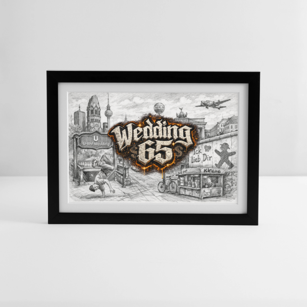 Berlin City Wedding 65 Gerahmtes Poster (37 × 27 cm) - Schwarz
