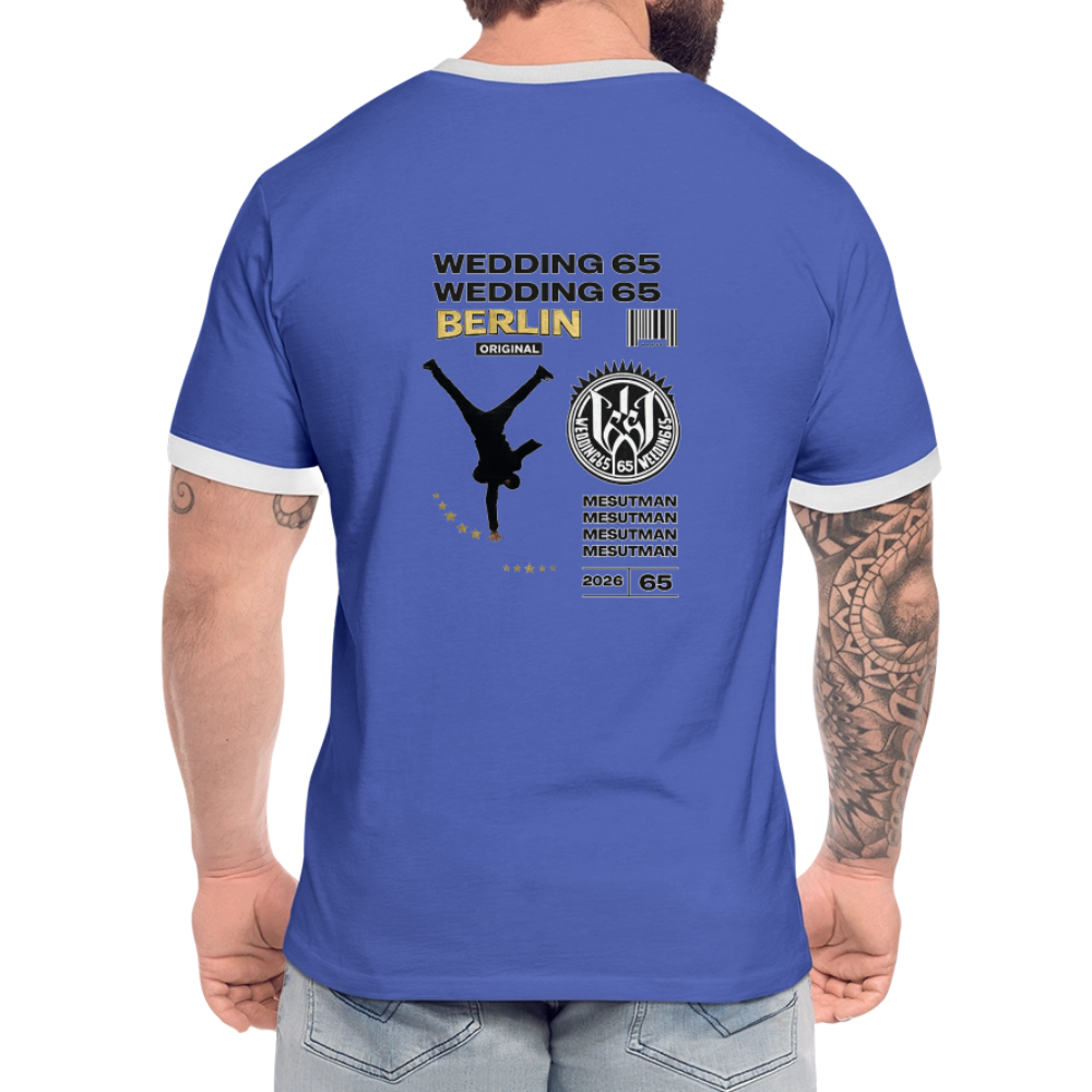 2026 Mesutman Wedding 65 Männer Kontrast-T-Shirt - Blau/Weiß