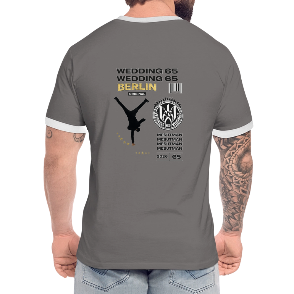 2026 Mesutman Wedding 65 Männer Kontrast-T-Shirt - Dunkelgrau/Weiß
