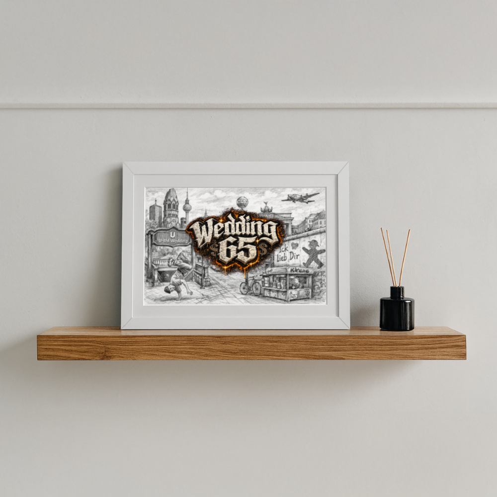 Berlin City Wedding 65 Gerahmtes Poster (37 × 27 cm) - Weiß